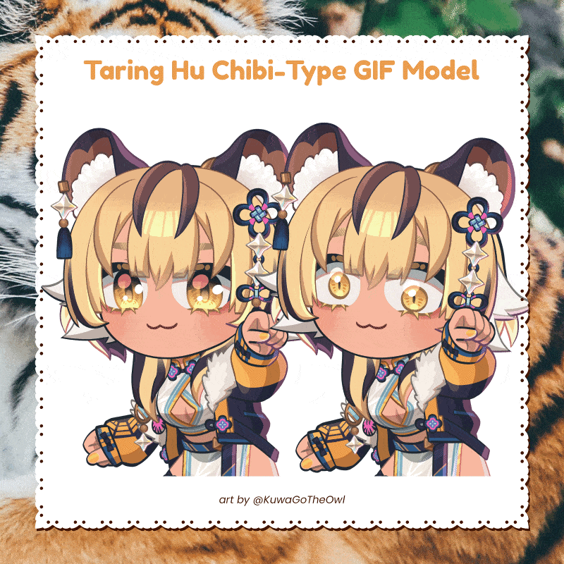 Taring Hu from globie VTuber Chibi Type Reactive GIF model Reactive GIF model or GIFtuber model for Veadotube, Fugitech, or wherever applicable.