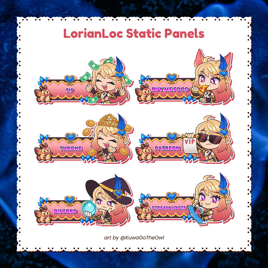 LorianLoc Stream About Page Panels stream panel headers for Twitch about page or Youtube bio information.