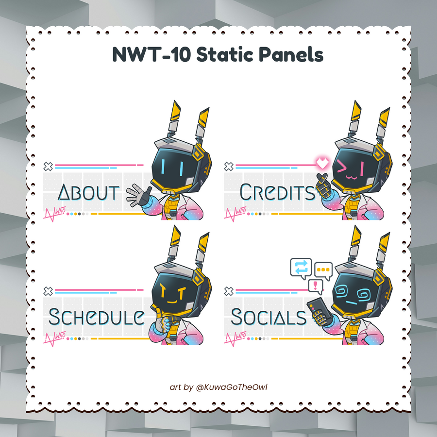 NWT-10 Stream About Page Panels stream panel headers for Twitch about page or Youtube bio information.